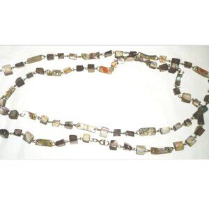 GORGEOUS MOTHER OF PEARL & PEARL ONYX STRING NECKLACE 52"